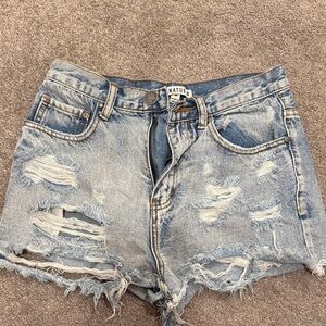 Blue Distressed Denim Shorts